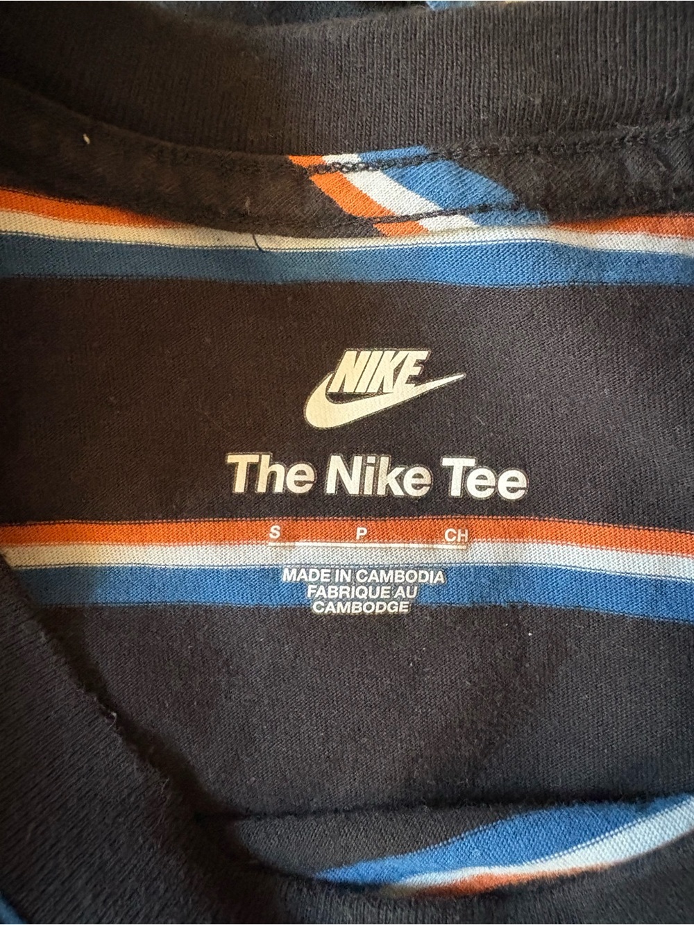 Nike Men’s Black Short-Sleeve Stripe Tee with Blue & Orange Accents - Picture 4 of 4